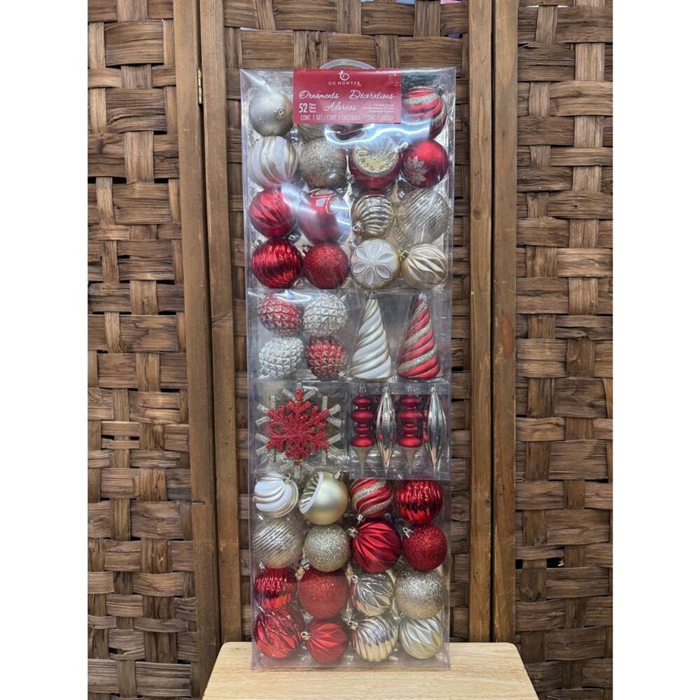 Festive Red & Gold Holiday Ornament Set by CG Hunter 52 pcs